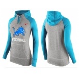 Women Nike Detroit Lions Performance Hoodie Grey & Light Blue