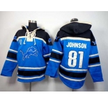 nike nfl jerseys detroit lions #81 calvin johnson black-blue[pullover hooded sweatshirt]