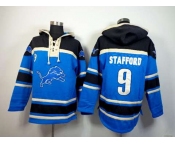 nike nfl jerseys detroit lions #9 stafford black-blue[pullover hooded sweatshirt]
