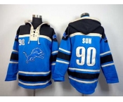 nike nfl jerseys detroit lions #90 suh black-blue[pullover hooded sweatshirt]