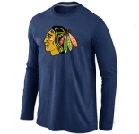 NHL Chicago Blackhawks Big & Tall Logo D.BLUE Long Sleeve T-Shirt