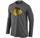 NHL Chicago Blackhawks Big & Tall Logo D.Grey Long Sleeve T-Shirt