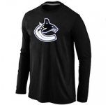 NHL Vancouver Canucks Orange Big & Tall Logo Black Long Sleeve T-Shirt