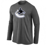 NHL Vancouver Canucks Orange Big & Tall Logo D.Grey Long Sleeve T-Shirt