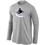 NHL Vancouver Canucks Orange Big & Tall Logo Grey Long Sleeve T-Shirt