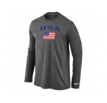 USA Olympics USA Flag Collection Locker Room Long Sleeve T-Shirt D.Grey