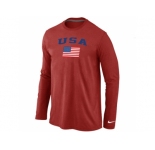USA Olympics USA Flag Collection Locker Room Long Sleeve T-Shirt Red