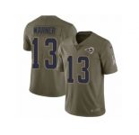 Men Nike Los Angeles Rams #13 Kurt Warner Limited Olive 2017 Salute to Service NFL Jersey