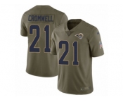 Men Nike Los Angeles Rams #21 Nolan Cromwell Limited Olive 2017 Salute to Service NFL Jersey