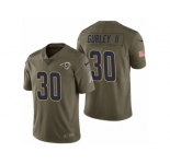 Men Nike Los Angeles Rams #30 Todd Gurley II Olive 2017 Salute to Service Limited Jerseys