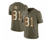 Men Nike Los Angeles Rams #81 Torry Holt Limited Olive Gold 2017 Salute to Service NFL Jersey