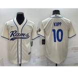 Men's Los Angeles Rams #10 Cooper Kupp Cream Stitched Cool Base Nike Baseball Jersey