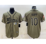 Men's Los Angeles Rams #10 Cooper Kupp Olive 2022 Salute to Service Cool Base Stitched Baseball Jersey