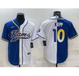 Men's Los Angeles Rams #10 Cooper Kupp Royal White Split With Patch Cool Base Stitched Baseball Jersey