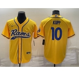 Men's Los Angeles Rams #10 Cooper Kupp Yellow Stitched Cool Base Nike Baseball Jersey