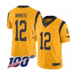 Men's Los Angeles Rams #12 Joe Namath Limited Gold Rush Vapor Untouchable 100th Season Football Jersey