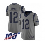 Men's Los Angeles Rams #12 Joe Namath Limited Gray Inverted Legend 100th Season Football Jersey