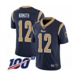 Men's Los Angeles Rams #12 Joe Namath Navy Blue Team Color Vapor Untouchable Limited Player 100th Season Football Jersey