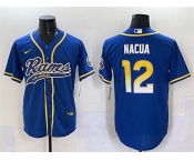 Men's Los Angeles Rams #12 Puka Nacua Royal Cool Base Stitched Baseball Jersey