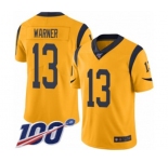 Men's Los Angeles Rams #13 Kurt Warner Limited Gold Rush Vapor Untouchable 100th Season Football Jersey