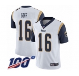Men's Los Angeles Rams #16 Jared Goff White Vapor Untouchable Limited Player 100th Season Football Jersey