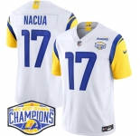 Men's Los Angeles Rams #17 Puka Nacua White 2024 NFC West Champions F.U.S.E. Vapor Untouchable Stitched Football Jersey