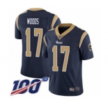 Men's Los Angeles Rams #17 Robert Woods Navy Blue Team Color Vapor Untouchable Limited Player 100th Season Football Jersey
