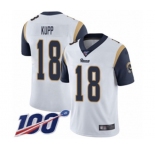 Men's Los Angeles Rams #18 Cooper Kupp White Vapor Untouchable Limited Player 100th Season Football Jersey