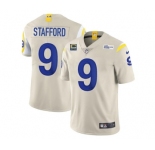Men's Los Angeles Rams 2022 #9 Matthew Stafford Bone White With 4-star C Patch Stitched NFL Jersey