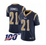 Men's Los Angeles Rams #21 Nolan Cromwell Navy Blue Team Color Vapor Untouchable Limited Player 100th Season Football Jersey