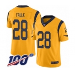 Men's Los Angeles Rams #28 Marshall Faulk Limited Gold Rush Vapor Untouchable 100th Season Football Jersey