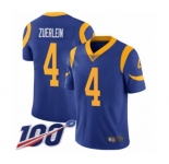 Men's Los Angeles Rams #4 Greg Zuerlein Royal Blue Alternate Vapor Untouchable Limited Player 100th Season Football Jersey