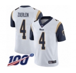 Men's Los Angeles Rams #4 Greg Zuerlein White Vapor Untouchable Limited Player 100th Season Football Jersey