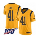 Men's Los Angeles Rams #41 David Long Limited Gold Rush Vapor Untouchable 100th Season Football Jersey