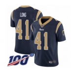 Men's Los Angeles Rams #41 David Long Navy Blue Team Color Vapor Untouchable Limited Player 100th Season Football Jersey