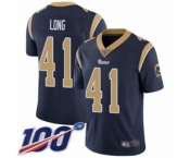 Men's Los Angeles Rams #41 David Long Navy Blue Team Color Vapor Untouchable Limited Player 100th Season Football Jersey