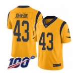 Men's Los Angeles Rams #43 John Johnson Limited Gold Rush Vapor Untouchable 100th Season Football Jersey