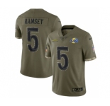 Men's Los Angeles Rams #5 Jalen Ramsey 2022 Olive Salute To Service Limited Stitched Jersey