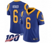Men's Los Angeles Rams #6 Johnny Hekker Royal Blue Alternate Vapor Untouchable Limited Player 100th Season Football Jersey