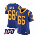 Men's Los Angeles Rams #66 Austin Blythe Royal Blue Alternate Vapor Untouchable Limited Player 100th Season Football Jersey