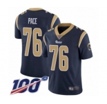 Men's Los Angeles Rams #76 Orlando Pace Navy Blue Team Color Vapor Untouchable Limited Player 100th Season Football Jersey
