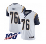 Men's Los Angeles Rams #76 Orlando Pace White Vapor Untouchable Limited Player 100th Season Football Jersey