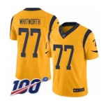 Men's Los Angeles Rams #77 Andrew Whitworth Limited Gold Rush Vapor Untouchable 100th Season Football Jersey