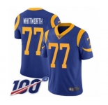 Men's Los Angeles Rams #77 Andrew Whitworth Royal Blue Alternate Vapor Untouchable Limited Player 100th Season Football Jersey