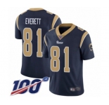 Men's Los Angeles Rams #81 Gerald Everett Navy Blue Team Color Vapor Untouchable Limited Player 100th Season Football Jersey