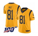 Men's Los Angeles Rams #81 Torry Holt Limited Gold Rush Vapor Untouchable 100th Season Football Jersey