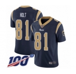 Men's Los Angeles Rams #81 Torry Holt Navy Blue Team Color Vapor Untouchable Limited Player 100th Season Football Jersey