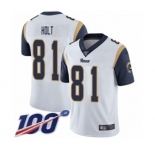 Men's Los Angeles Rams #81 Torry Holt White Vapor Untouchable Limited Player 100th Season Football Jersey