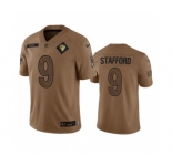 Men's Los Angeles Rams #9 Matthew Stafford 2023 Brown Salute To Service Limited Football Stitched Jersey