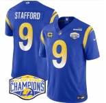 Men's Los Angeles Rams #9 Matthew Stafford Blue 2024 NFC West Champions With 4-Star C Patch F.U.S.E. Vapor Untouchable Stitched Football Jersey